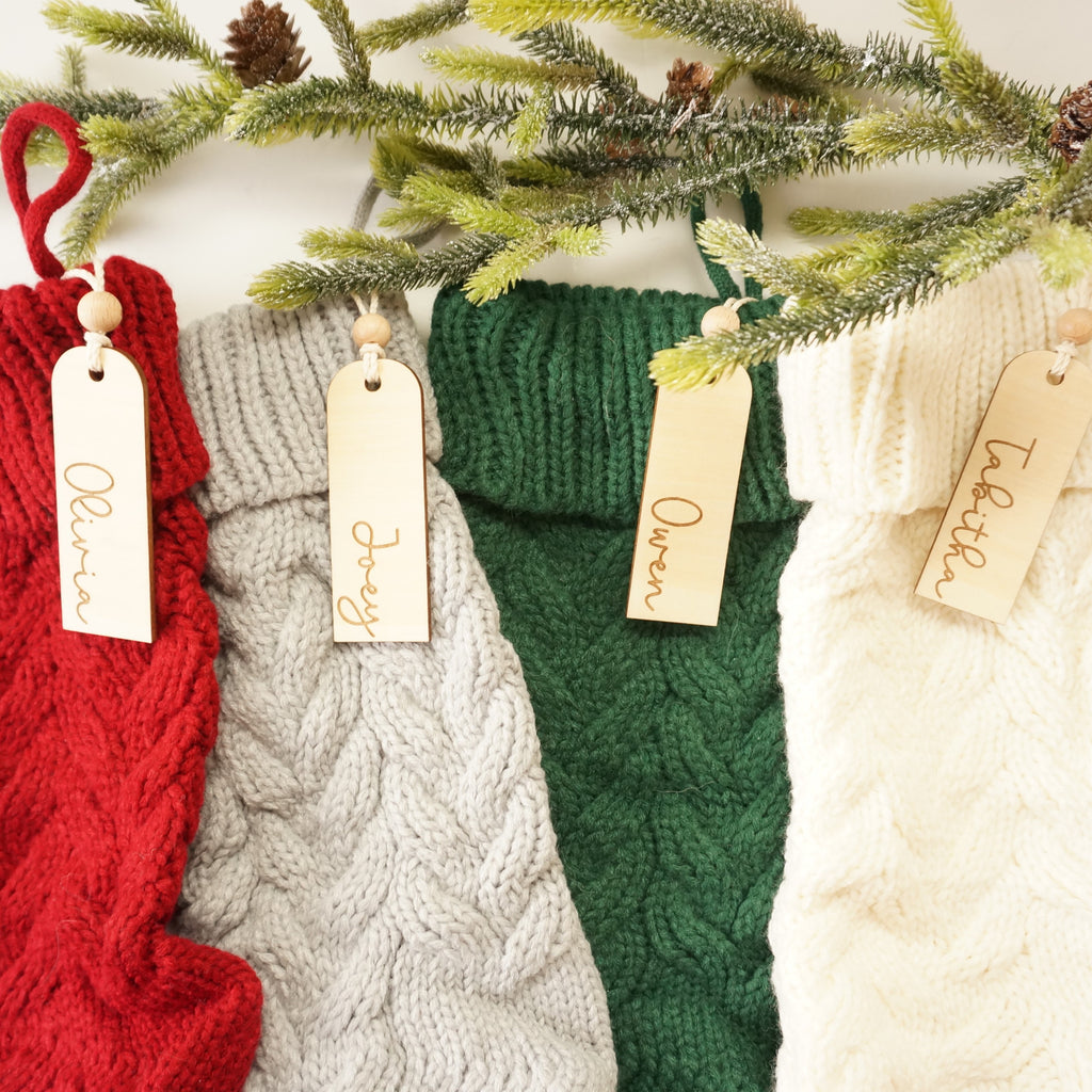 Small wooden stocking/present tags